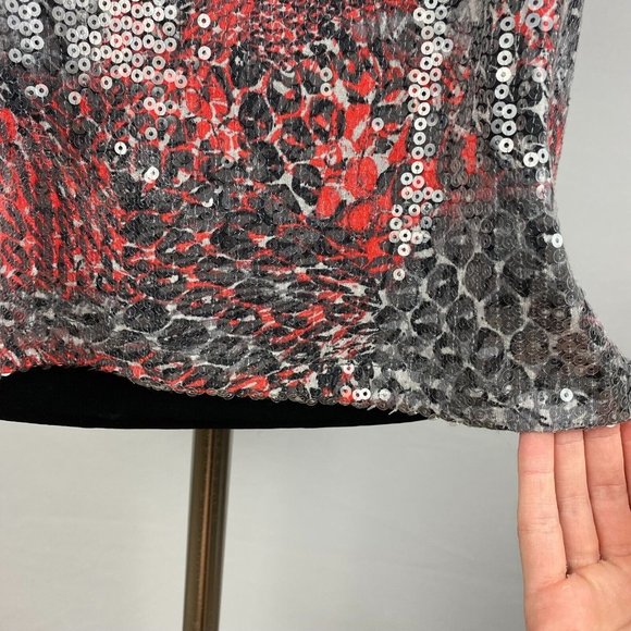 Ruby Rd. L Sequined Front Animal Print Abstract Tank Top Rayon Blend - Picture 6 of 12